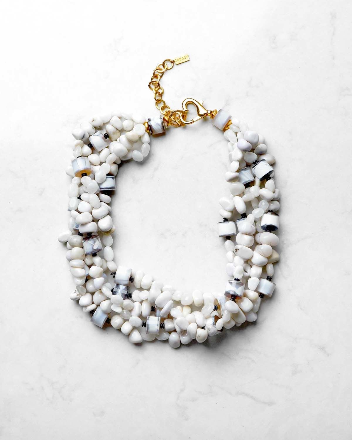 AGATE, OPAL, MOONSTONE ÇOK SIRALI KOLYE