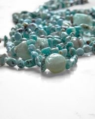 LARIMAR, PEARL VE AVANTURİNE ÇOK UZUN KOLYE
