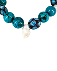 AKİK, TURKUAZ VE İNCİ DETAYLI İRİ KOLYE