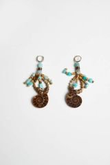 SALYANGOZ FOSİLİ VE AMAZONİT DETAYLI TRIBAL KOLYE