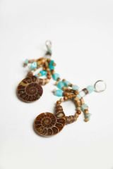SALYANGOZ FOSİLİ VE AMAZONİT DETAYLI TRIBAL KOLYE
