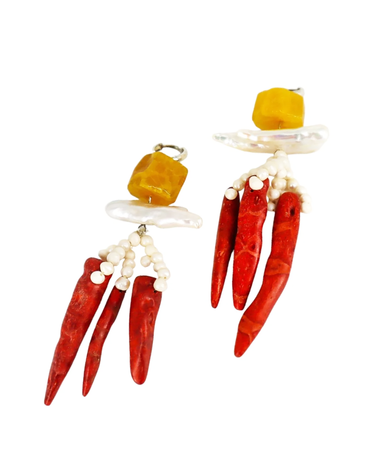 Y-İNCİ, MERCAN VE AKİK TAŞLI SOFİSTİKE KÜPE