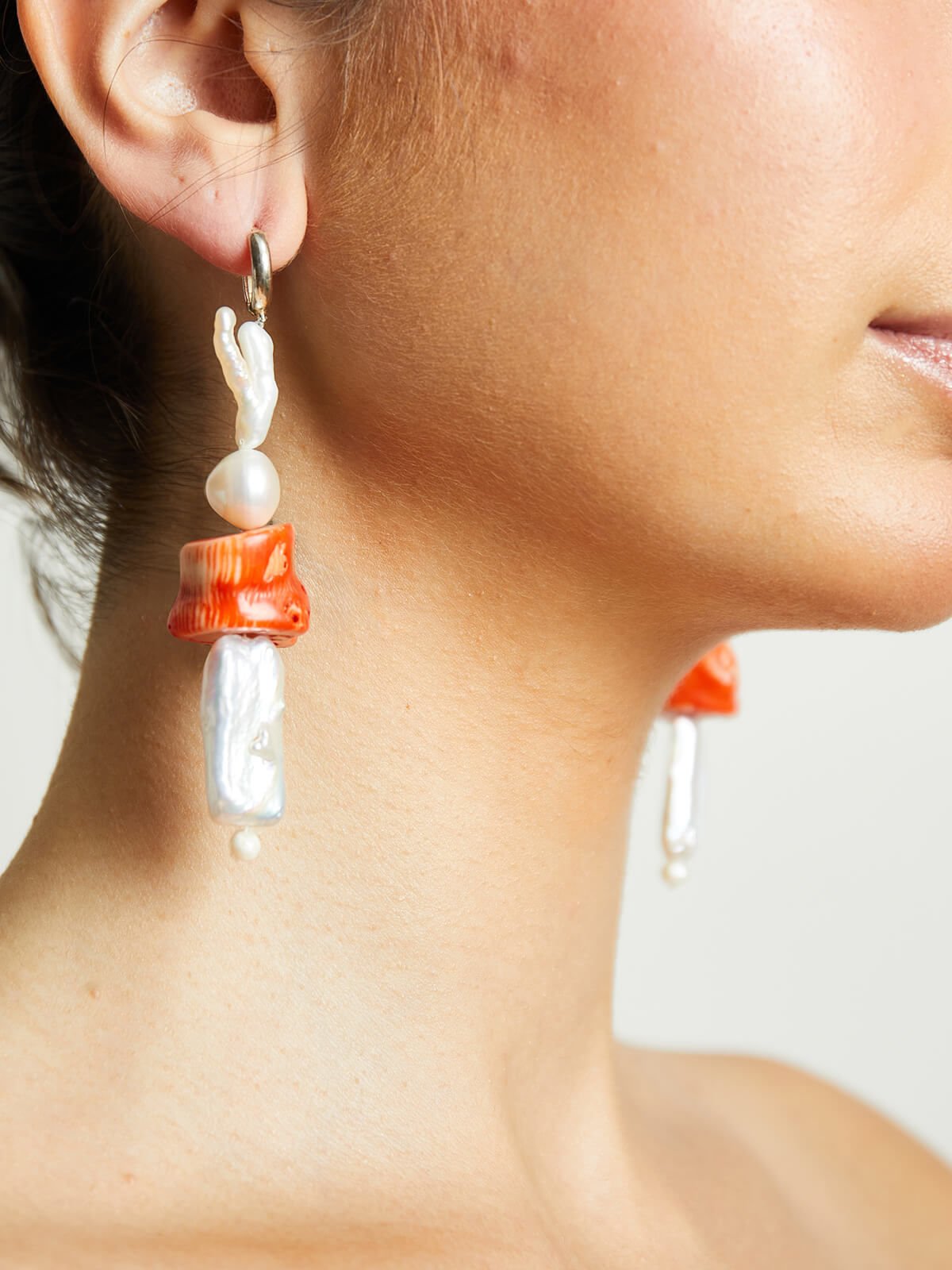 Y-BAROK İNCİ VE MERCANLI ELEGAN KÜPE