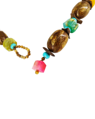 Y-AKİK, ENDONEZYA AĞACI VE TURKUAZ TAŞLI ETNİK-TRIBAL KOLYE