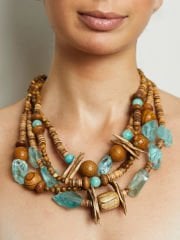 AMAZONİT VE COCONUT TAŞLI ETNİK-TRIBAL KOLYE