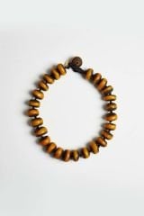 Y-SARI SANDALOZ VE AMBER BONCUKLU ETNİK-TRIBAL KOLYE