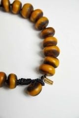 Y-SARI SANDALOZ VE AMBER BONCUKLU ETNİK-TRIBAL KOLYE