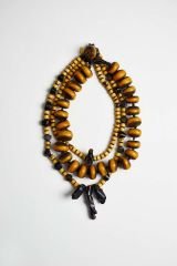 SARI SANDALOZ VE AMBER BONCUKLU ETNİK-TRIBAL KOLYE