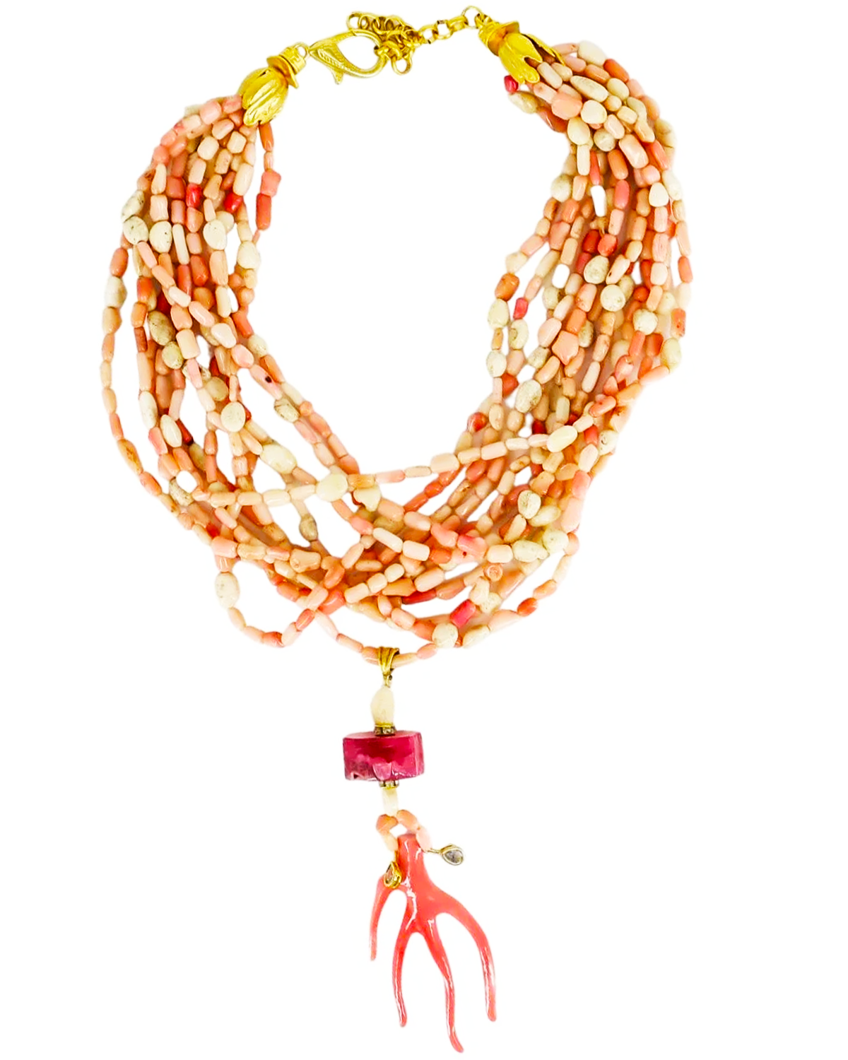 Y-MERCAN BONCUK VE DAL DETAYLI KOLYE