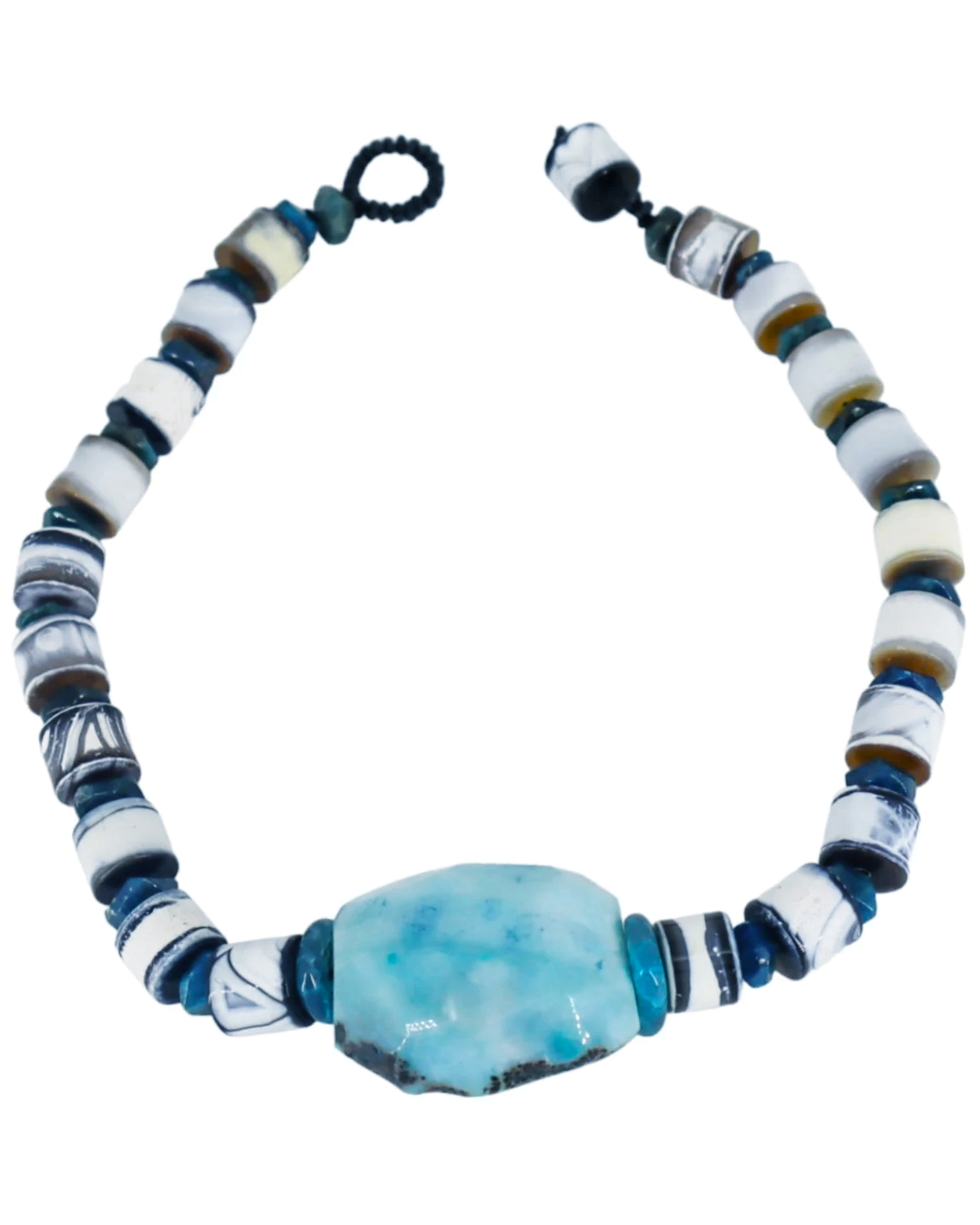 Y-AKİK İRİ BONCUKLU ETNİK KOLYE