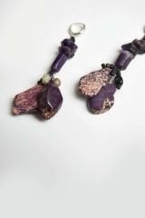 Y-ÇEROİT, AMETİST VE LEPİTOLİT TAŞLI KÜPE