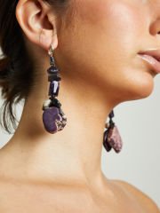 Y-ÇEROİT, AMETİST VE LEPİTOLİT TAŞLI KÜPE