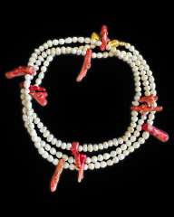 Y-MERCAN DETAYLI KAPLAMASIZ İNCİ KOLYE