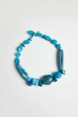 Y-EL KESİMİ STATEMENT MAVİ AKİK KOLYE