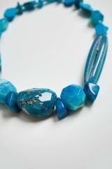 Y-EL KESİMİ STATEMENT MAVİ AKİK KOLYE