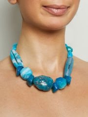 Y-EL KESİMİ STATEMENT MAVİ AKİK KOLYE