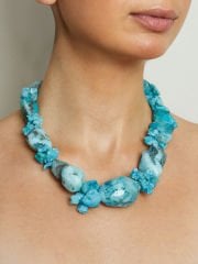 Y-DRUZY KUVARSLI DOĞAL KESİM AKİK KOLYE