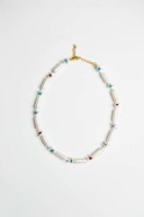 UZUN BAROK İNCİLİ TURKUAZ VE MERCAN DETAYLI ZARİF KOLYE