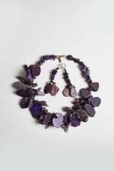 Y-ÇEROİT, AMETİST VE LEPİTOLİT TAŞLI KOLYE