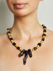 Y-MERCAN-HEMATİT-DEVE KEMİKLİ SADE KOLYE