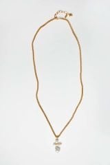 Y-ÜZERİ TURKUAZ DETAYLI BAROK İNCİ PANDANTİFLİ UZUN ZİNCİR KOLYE