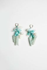 Y-AKİK, TURKUAZ, İNCİ DETAYLI SALLANTILI KÜPE