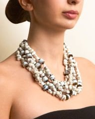 Y-AGATE, OPAL, MOONSTONE ÇOK SIRALI KOLYE