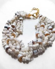 Y-AGATE, OPAL, MOONSTONE ÇOK SIRALI KOLYE