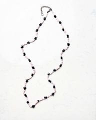 Y-SUNGITE VE PINK QUARTZ UZUN KOLYE