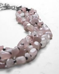 PINK QUARTZ&HEMATITE ÇOK SIRALI KOLYE