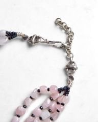 Y-PINK QUARTZ&HEMATITE ÇOK SIRALI KOLYE