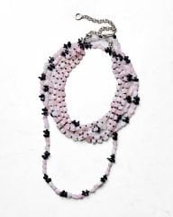 PINK QUARTZ&HEMATITE ÇOK SIRALI KOLYE