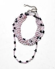 Y-PINK QUARTZ&HEMATITE ÇOK SIRALI KOLYE