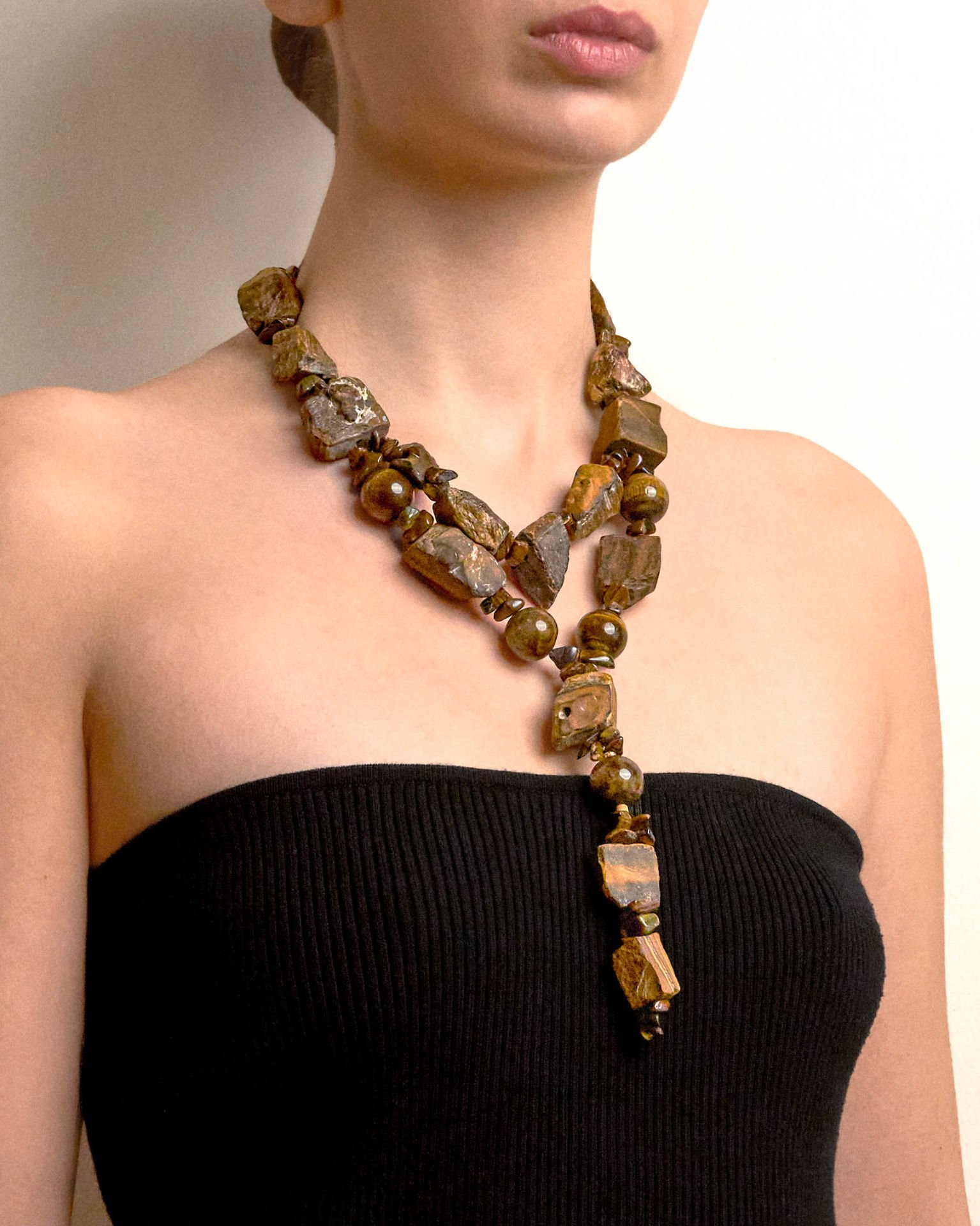 TIGER EYE PENDANTİF DETAYLI KOLYE