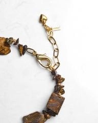 Y-TIGER EYE PENDANTİF DETAYLI KOLYE