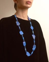 Y-LAPİS LAZULİ VE KYANİT TAŞ DETAYLI UZUN KOLYE