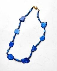 Y-LAPİS LAZULİ VE KYANİT TAŞ DETAYLI UZUN KOLYE