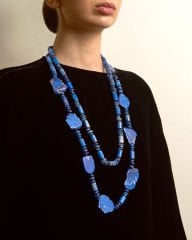 LAPİS LAZULİ VE KYANİT TAŞ DETAYLI UZUN KOLYE