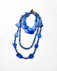 Y-LAPİS LAZULİ VE KYANİT TAŞ DETAYLI UZUN KOLYE