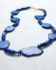 Y-LAPİS LAZULİ VE KYANİT TAŞ DETAYLI UZUN KOLYE