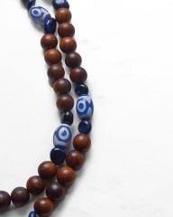 Y-MADAGASKAR AKİK, SANDAL BONCUKLU NAZARLIK UZUN KOLYE