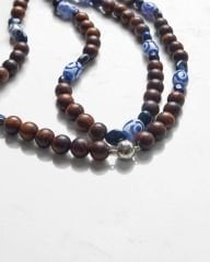 Y-MADAGASKAR AKİK, SANDAL BONCUKLU NAZARLIK UZUN KOLYE