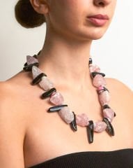 Y-PINK QUARTZ VE AGATE PRENSES KOLYE