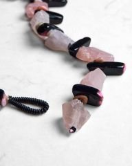 Y-PINK QUARTZ VE AGATE PRENSES KOLYE