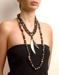 AGATE VE BONE PANDANTİF KOLYE