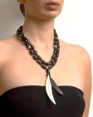 AGATE VE BONE PANDANTİF KOLYE
