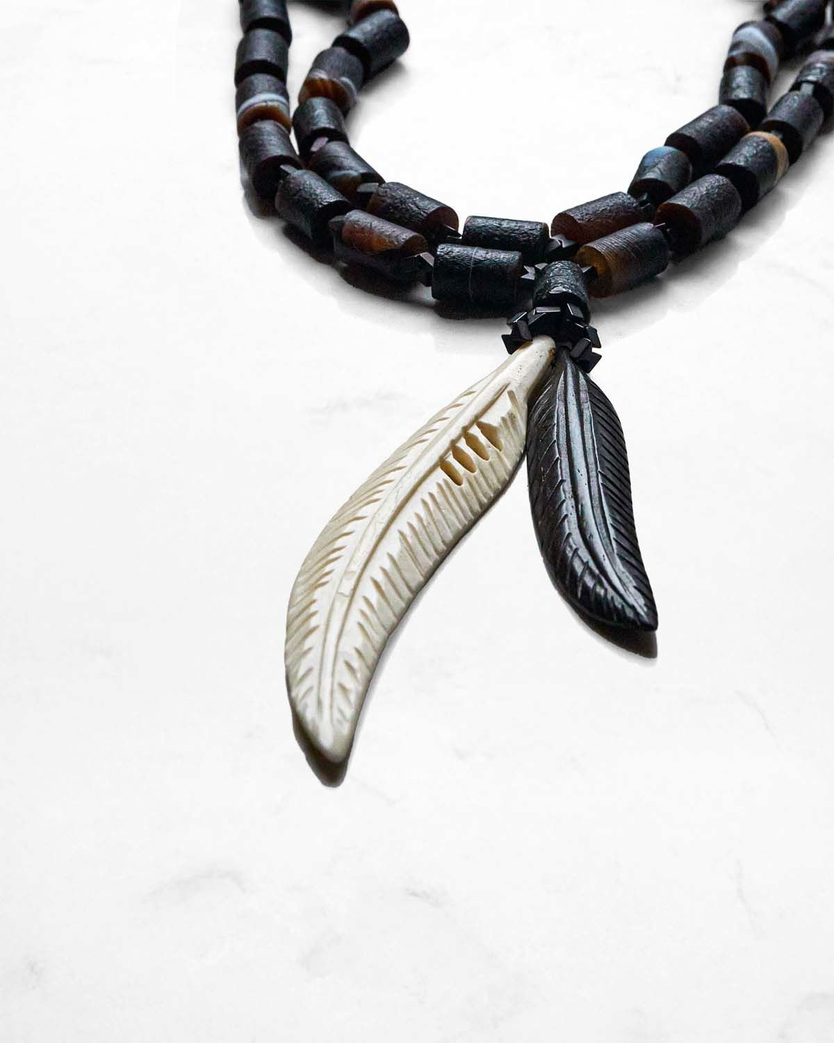 Y-AGATE VE BONE PANDANTİF KOLYE