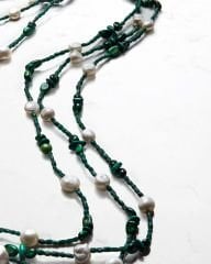 PEARL VE MALACHITE KATMANLI UZUN KOLYE