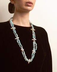 Y-LARIMAR, PEARL VE AVANTURINE KATLI KOLYE