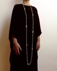 Y-LARIMAR, PEARL VE AVANTURİNE ÇOK UZUN KOLYE